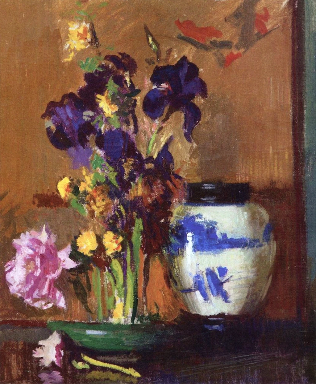 Edmund Tarbell - Natura morta con iris e vaso blu